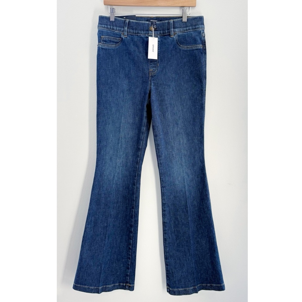 SPANX || EveryWear Flare Jeans in Authentic Blue Pull-on Stretch Large NWT